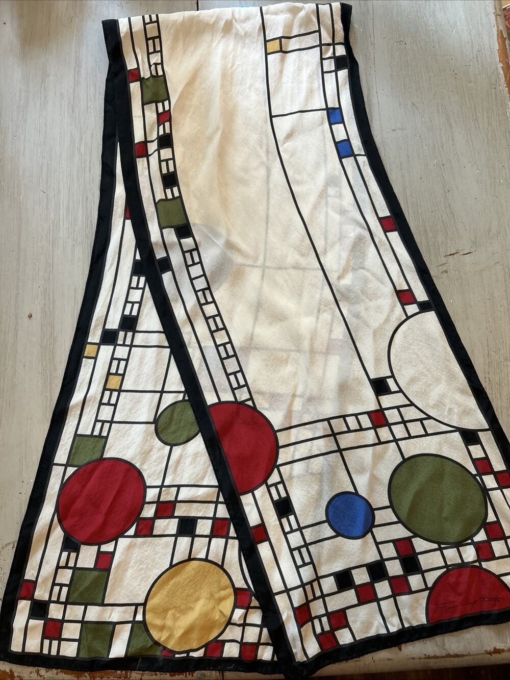 FRANK LLOYD WRIGHT Woman’s Silk Scarf Coonley Playhouse MOMA 12 x 60